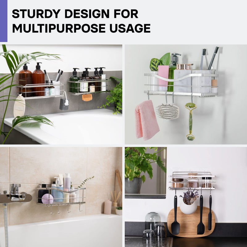 KINCMAX Stainless Steel Heavy Duty S Hooks for Bathroom Showers Organizer Hanging - Bathroom Shower Organizer Adhesive Replacement - Rust Proof Shower Caddy Hanging Hang Rack Hooks - Image 3